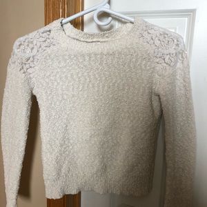 Justice white sweater with lace on back